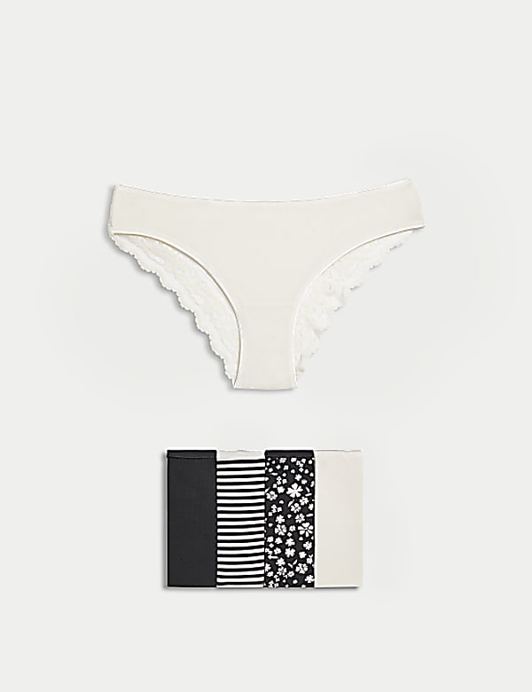 5pk Cotton Rich Printed Brazilian Knickers
