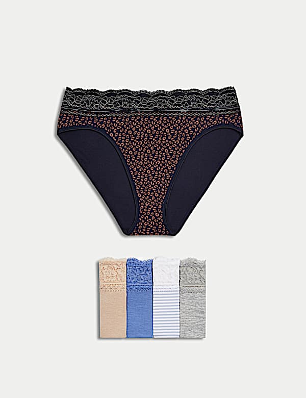 5pk Cotton Rich Printed High Leg Knickers