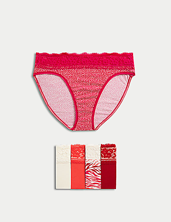 5pk Cotton Rich Printed High Leg Knickers