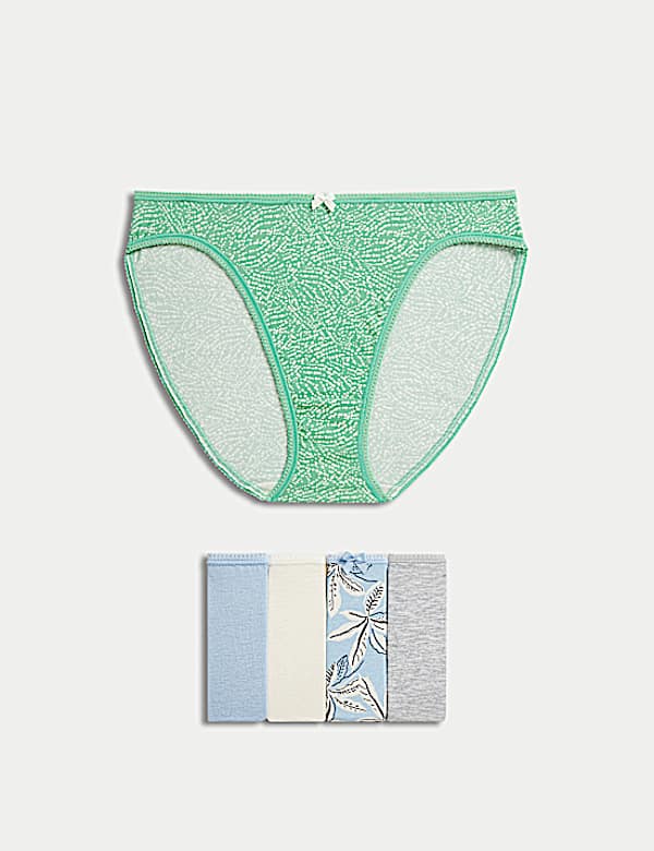5pk Cotton Lycra™ High Leg Knickers