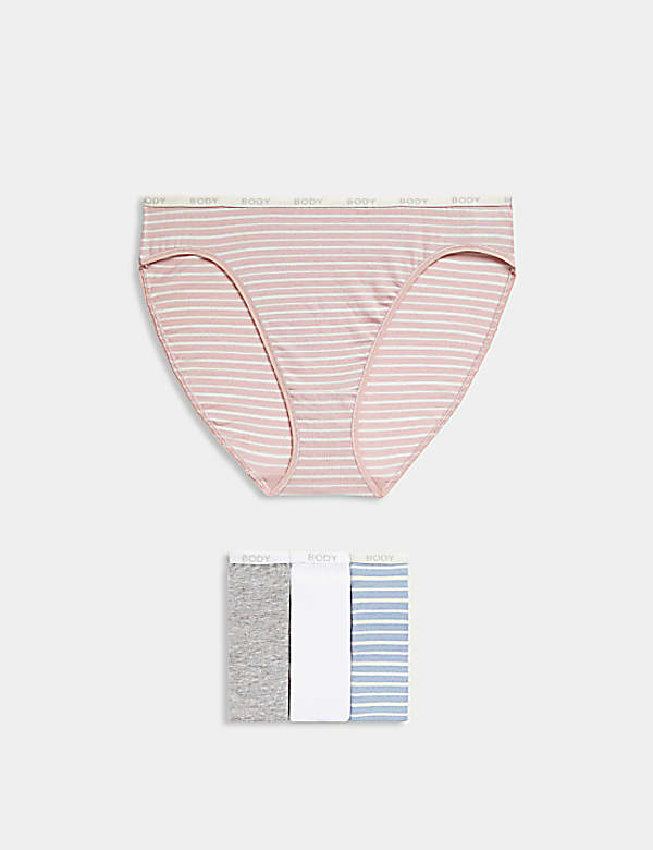4pk Cotton Rich High Leg Knickers