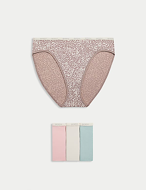 4pk Cotton Rich High Leg Knickers