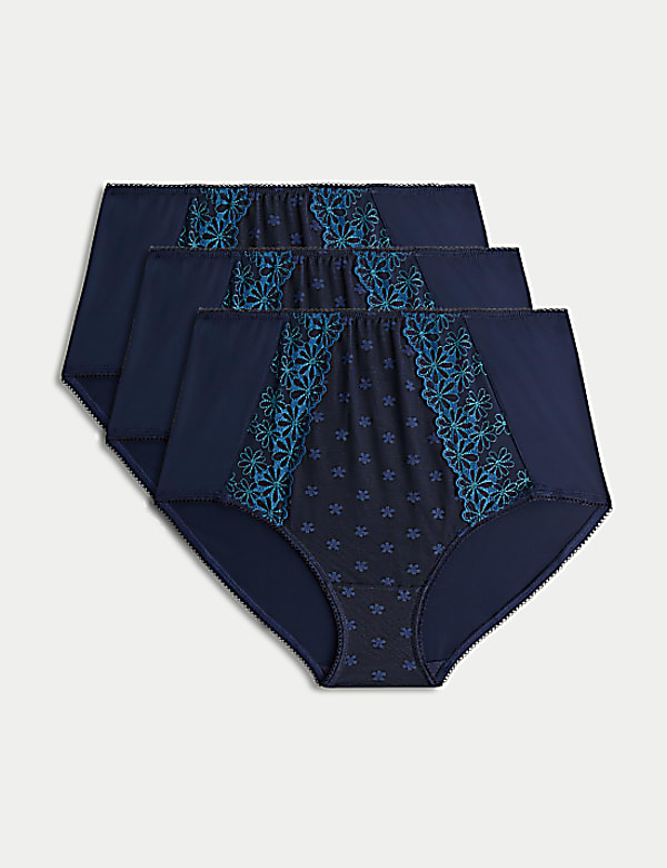 3pk Daisy Embroidery Full Briefs