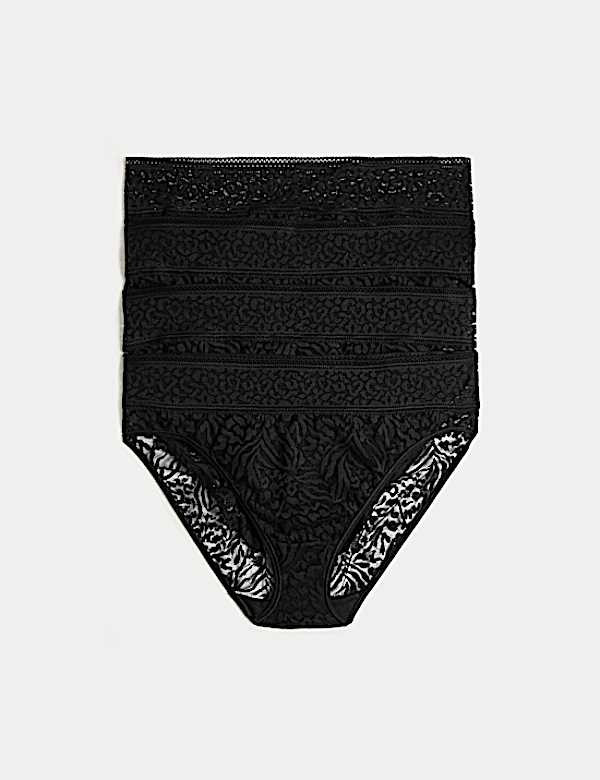 4pk All Over Lace High Leg Knickers