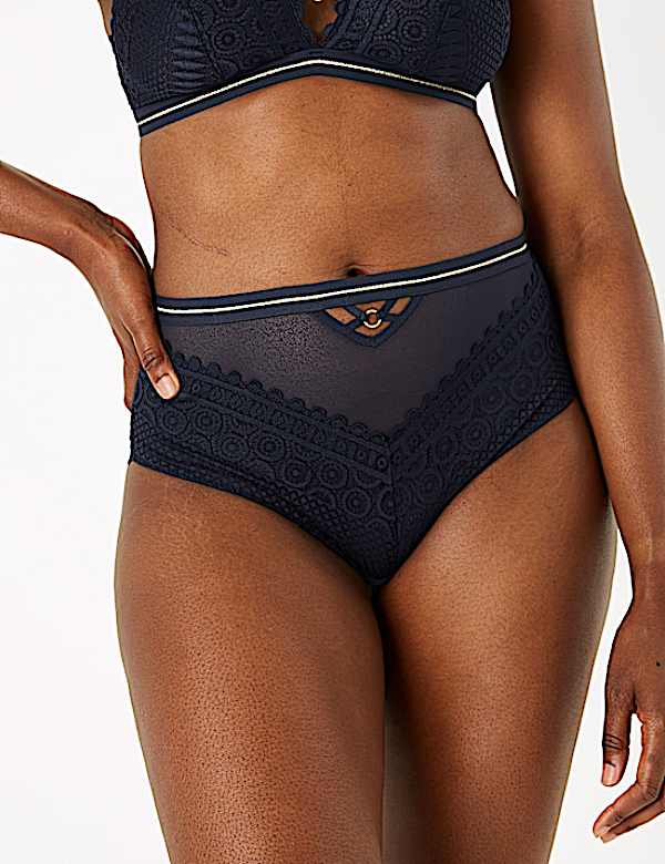Mosaic Lace High Waisted Brazilian Knickers