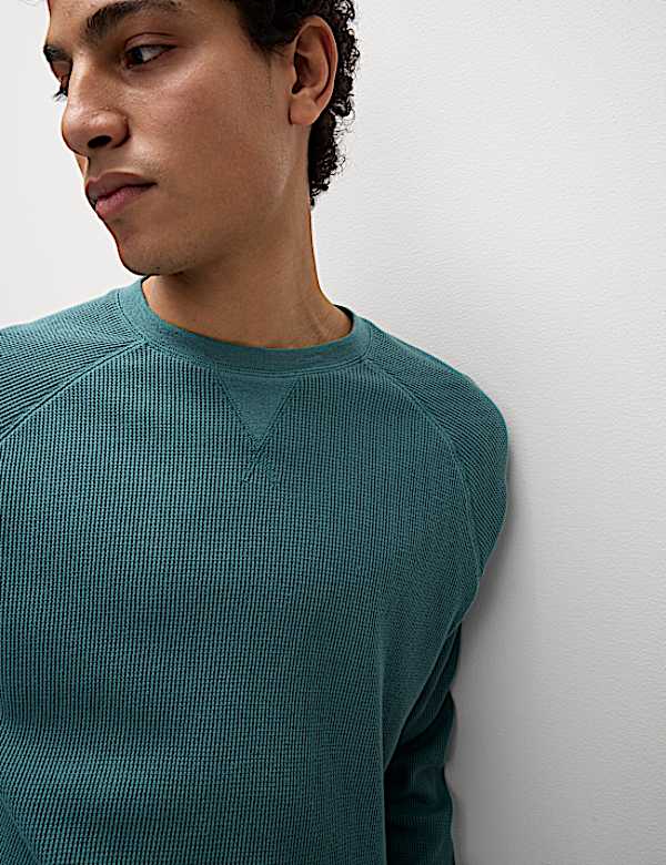 Pure Cotton Waffle Loungewear Sweatshirt