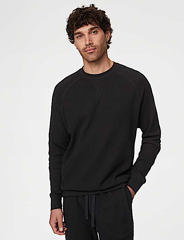Pure Cotton Waffle Loungewear Sweatshirt