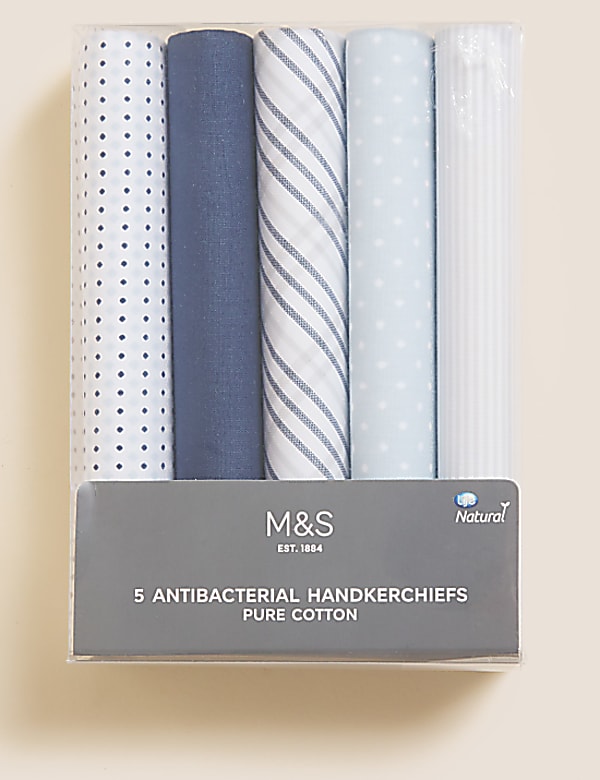 5pk Pure Cotton Handkerchiefs