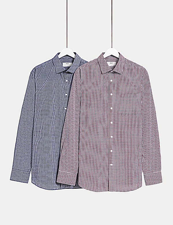 2pk Regular Fit Easy Iron Check Shirts