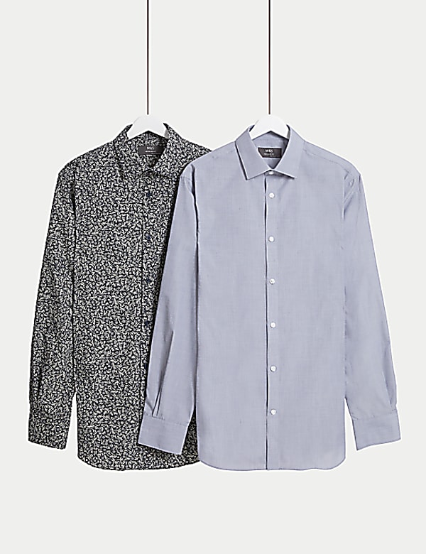 2pk Regular Fit Easy Iron Cotton Blend Poplin Shirts
