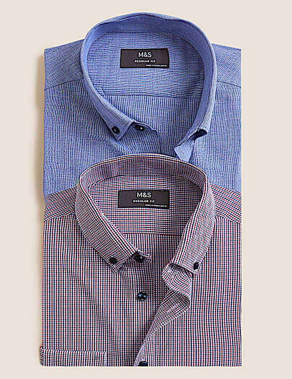 2 Pack Regular Fit Cotton Blend Shirts