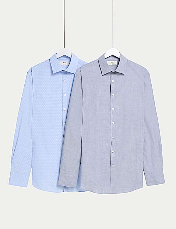 2pk Slim Fit Easy Iron Cotton Blend Shirts