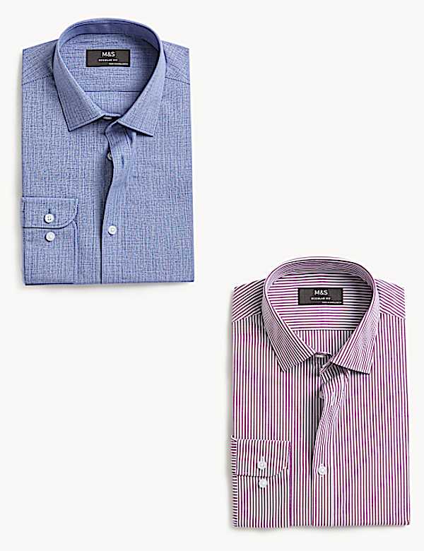 2pk Regular Fit Easy Iron Long Sleeve Shirts
