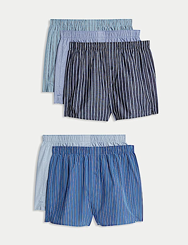 5pk Pure Cotton Striped Woven Boxers