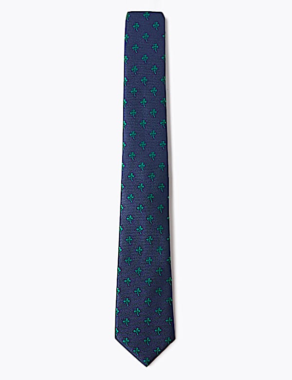 Slim Woven Shamrock Tie