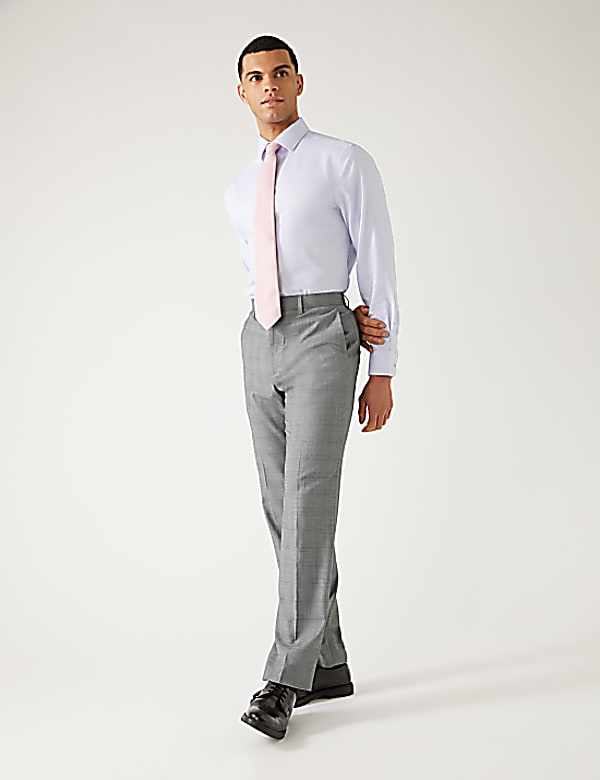 Regular Fit Prince of Wales Check Suit Trousers