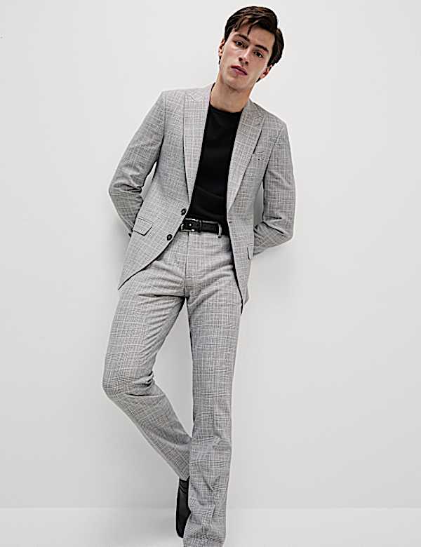 Slim Fit Prince of Wales Check Suit Jacket