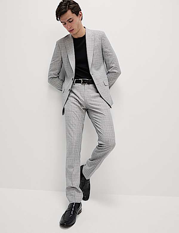 Slim Fit Prince of Wales Check Suit Trousers