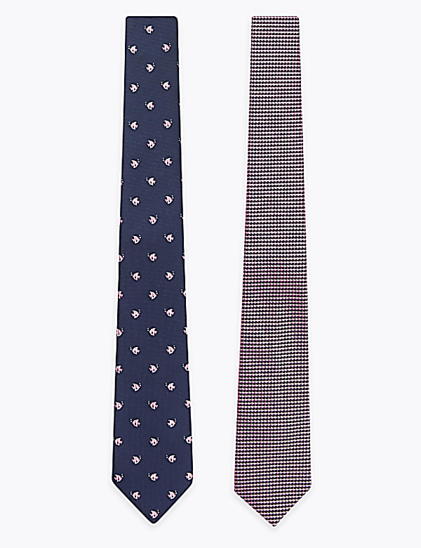2 Pack Slim Woven Patterned Ties
