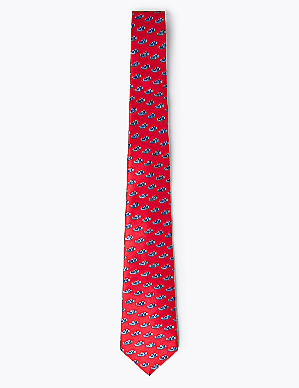 Car Print Pure Silk Tie
