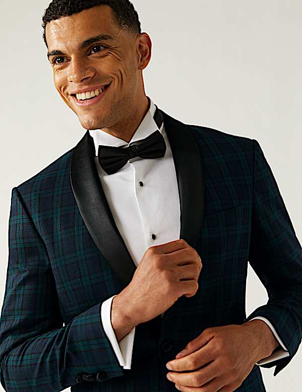 Slim Fit Check Tuxedo Jacket