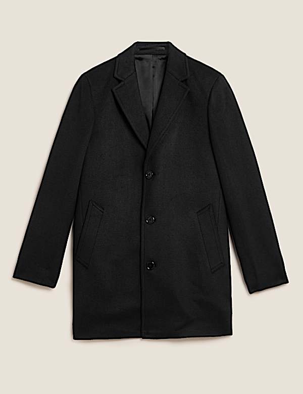 Wool Blend Revere Overcoat