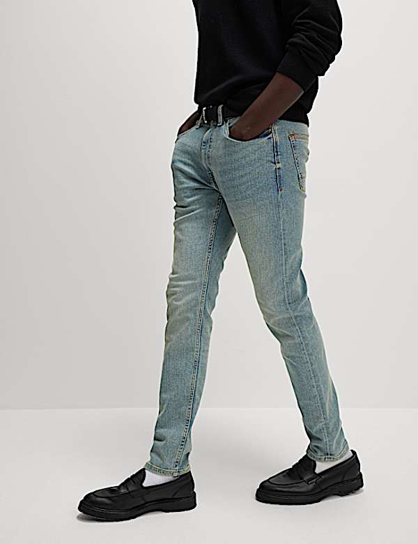 Slim Fit Vintage Wash Stretch Jeans