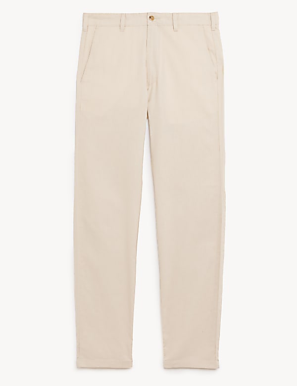 Linen Mix Plain Regular Fit Trousers