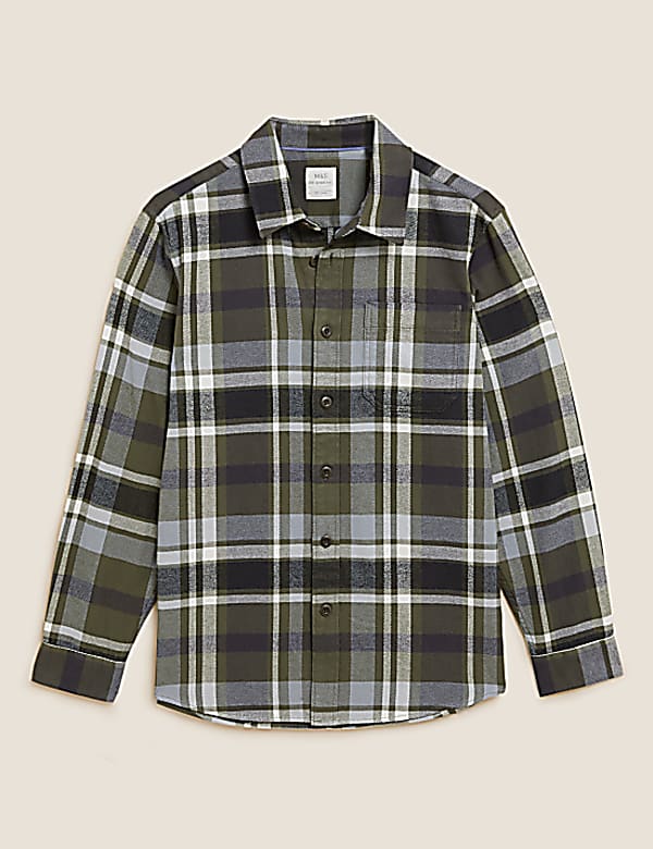 Pure Cotton Check Twill Overshirt