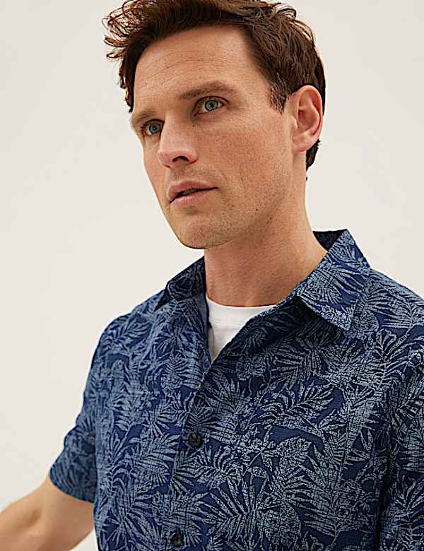 Denim Leaf Print Shirt