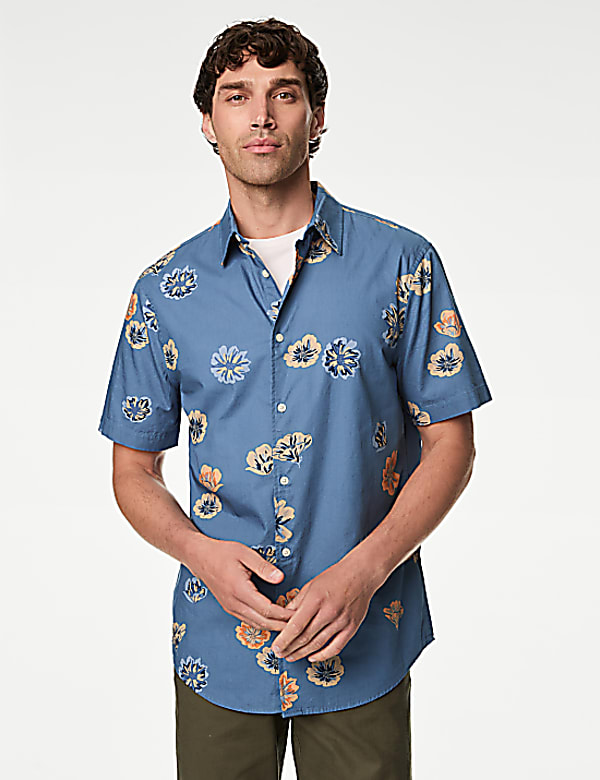 Easy Iron Pure Cotton Geometric Print Shirt
