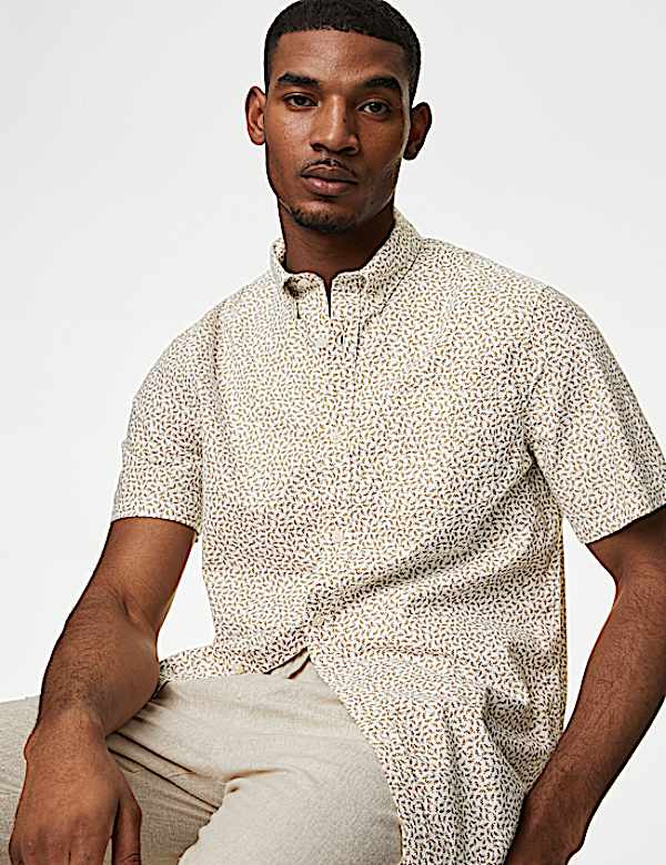Easy Iron Pure Cotton Print Oxford Shirt