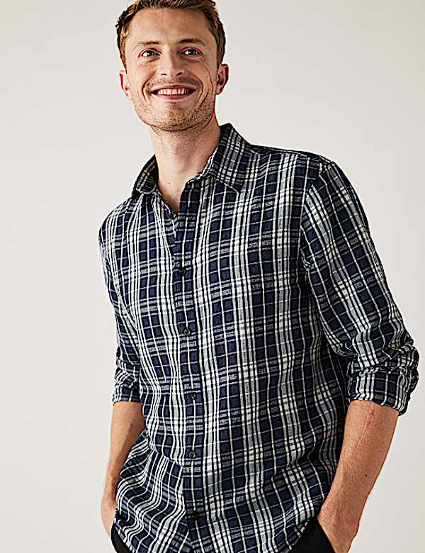 Linen Blend Check Shirt
