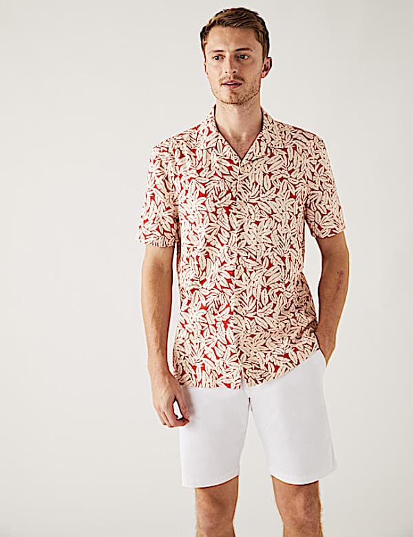 Linen Blend Leaf Print Shirt
