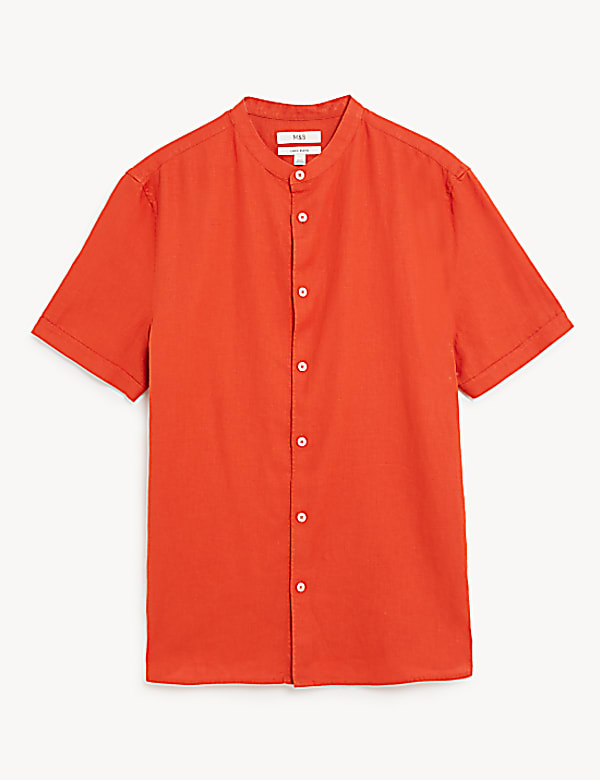 Linen Rich Grandad Collar Shirt