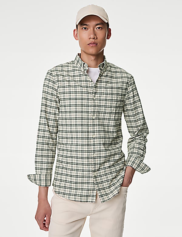 Easy Iron Pure Cotton Check Oxford Shirt