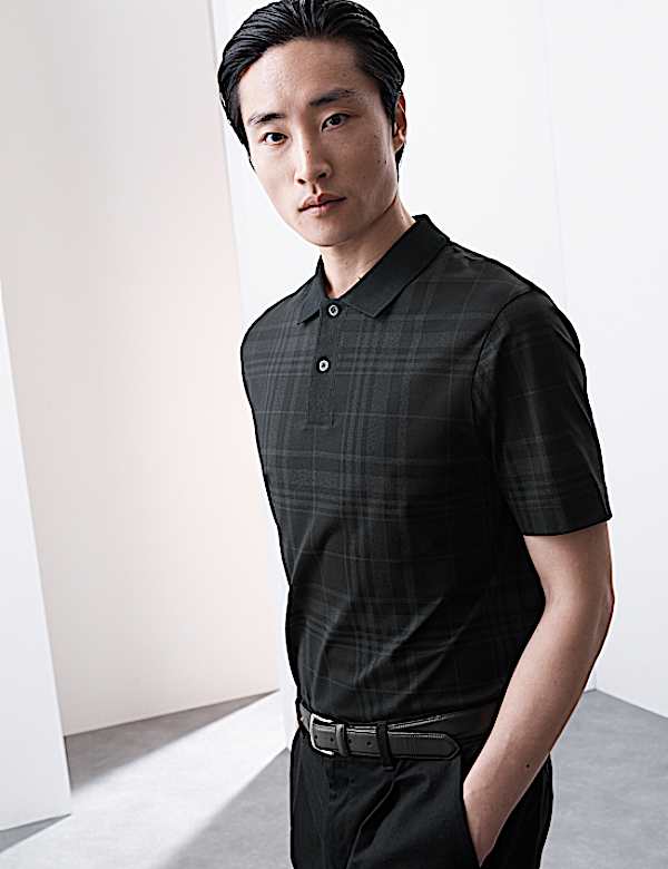 Pure Cotton Check Polo Shirt