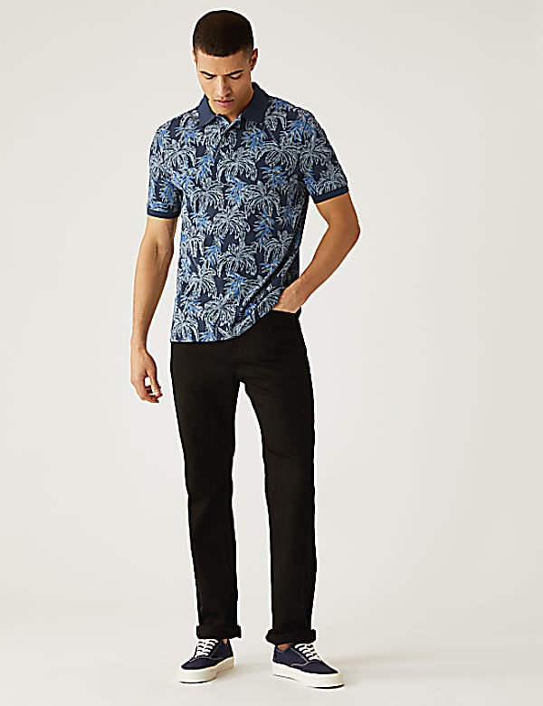 Pure Cotton Palm Print Polo Shirt