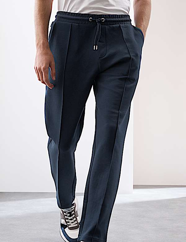 Cotton Rich Pintuck Straight Leg Joggers