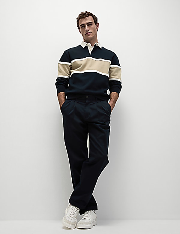 Pure Cotton Pique Colour Block Sweatshirt