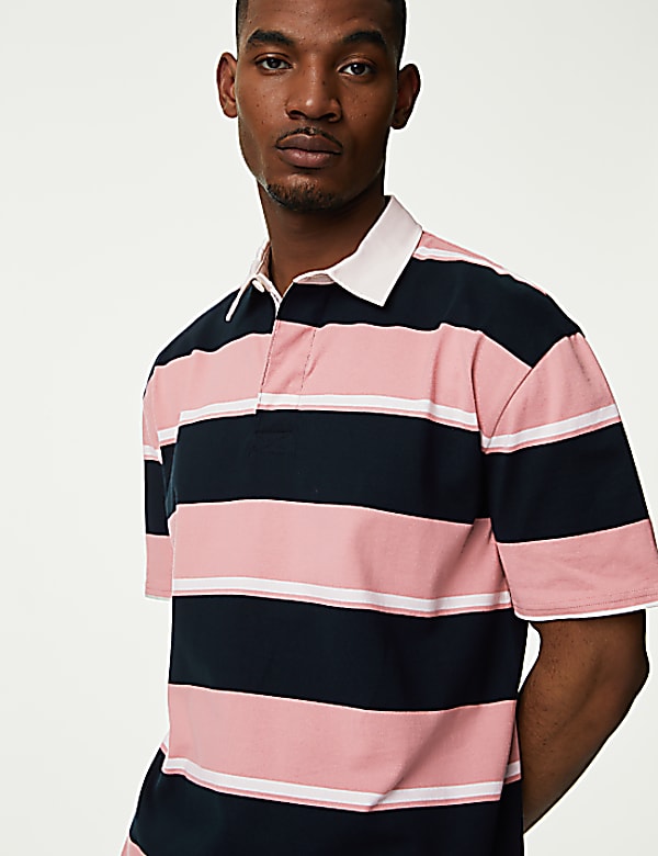 Oversized Pure Cotton Short Sleeve Rugby Shirt