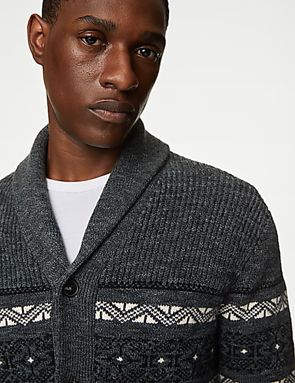 Cotton Blend Fair Isle Cardigan