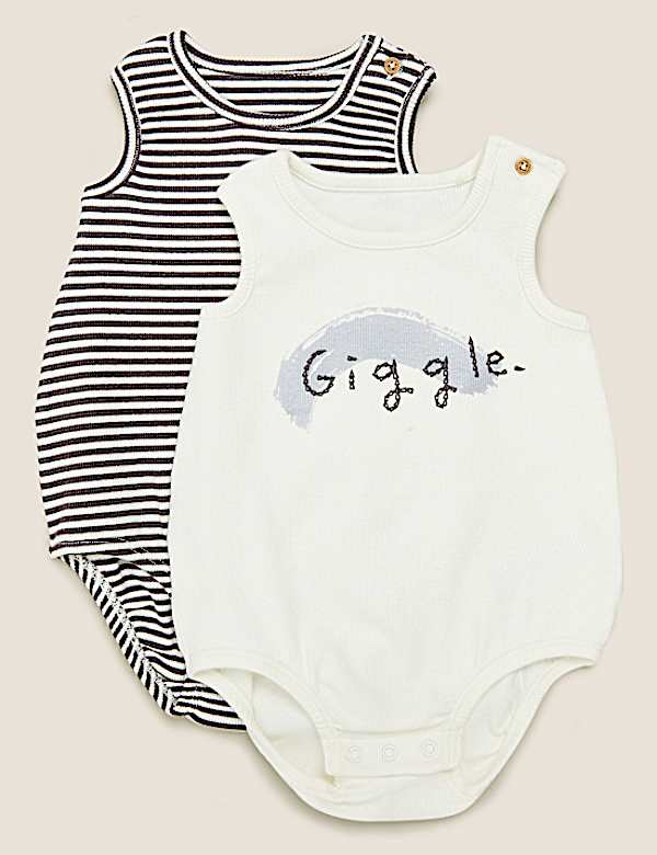 2pk Giggle Slogan Bodysuits (7lbs-12 Mths)