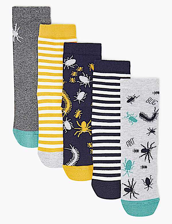 5 Pack of Cotton Rich Bug Socks