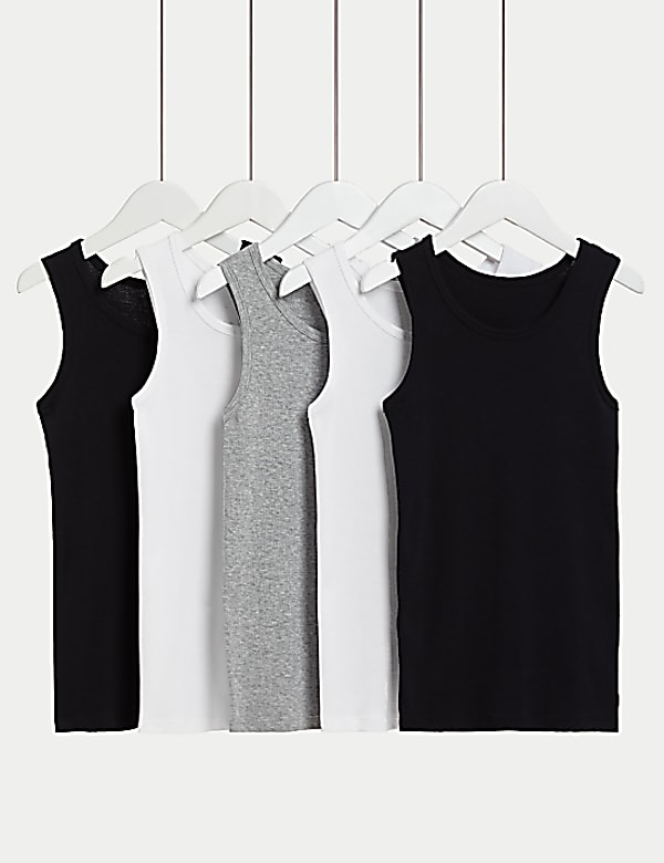 5pk Pure Cotton Vests