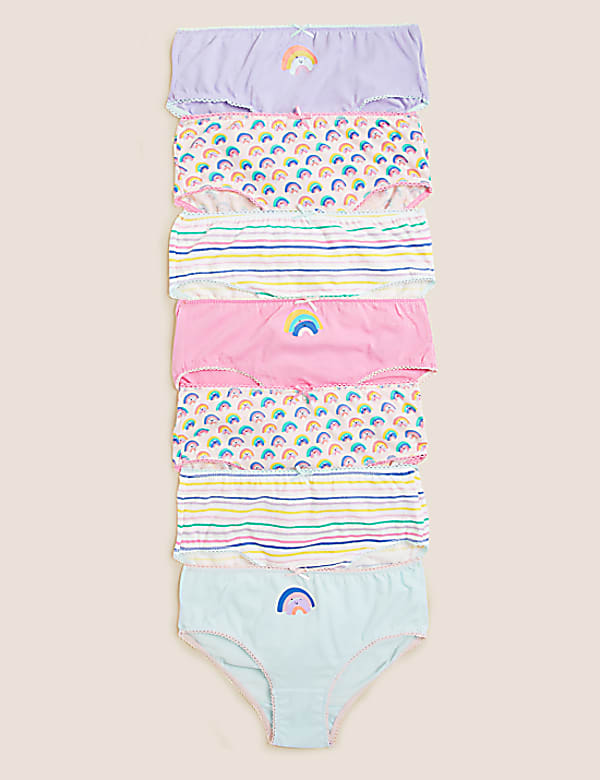 7pk Pure Cotton Rainbow Knickers (2-14 Yrs)