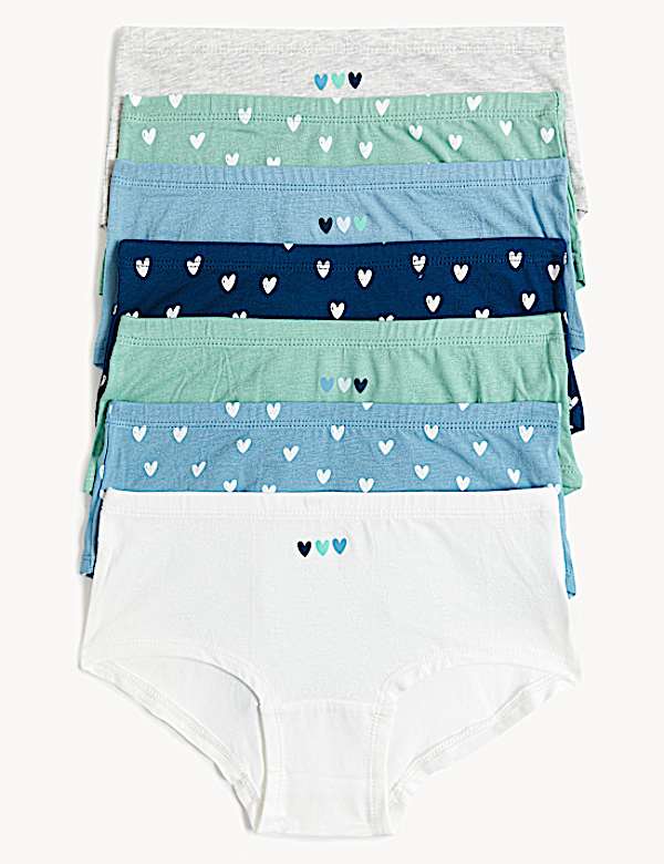 7pk Cotton with Stretch Heart Print Shorts