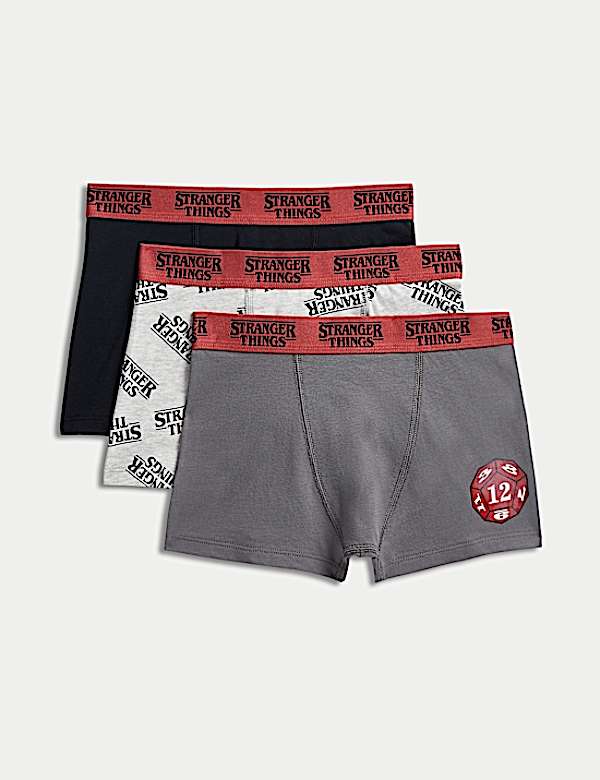 3pk Cotton with Stretch Stranger Things™ Trunks (5-16 Yrs)