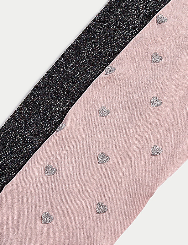 2pk Pink & Charcoal Sparkly Tights (2-14 Yrs)