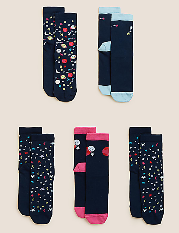 5pk Cotton Rich Space Socks